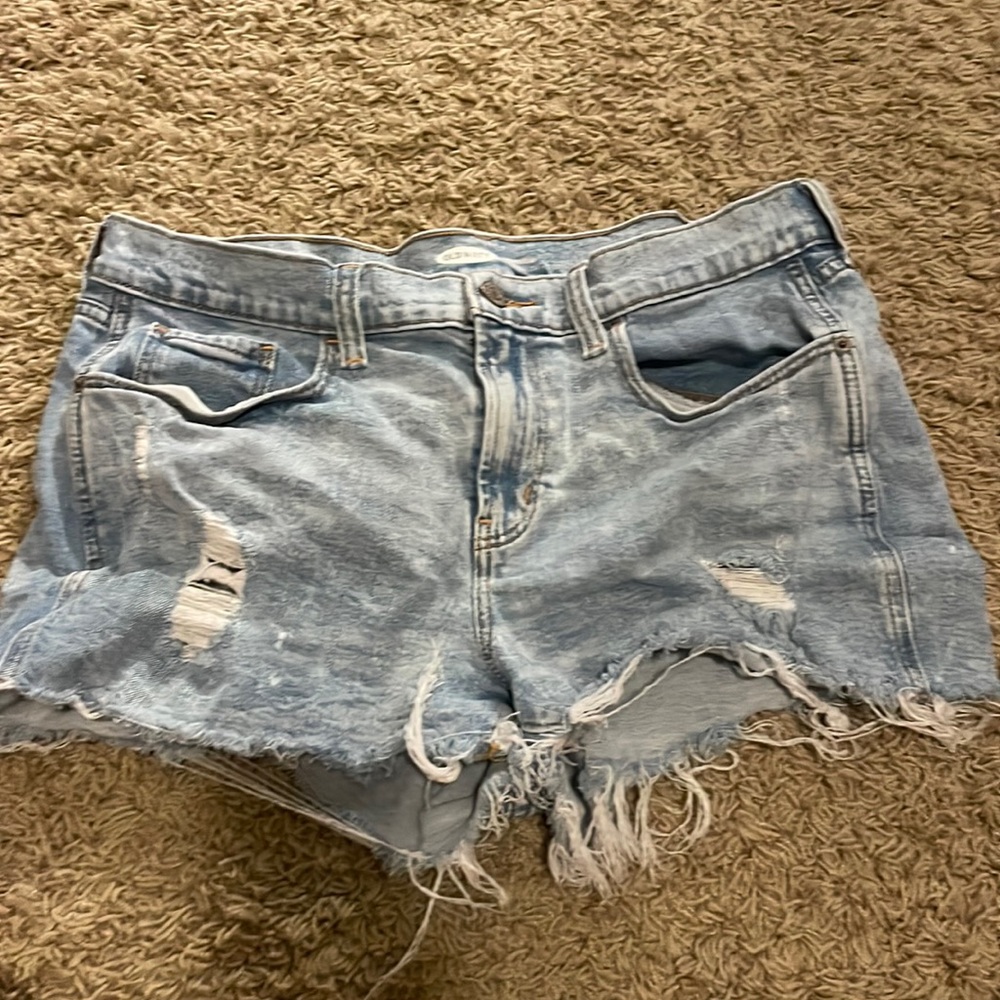 Ripped Light Wash Jean Shorts